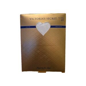 Vintage Victoria's Secret Lace Top Thigh Highs Pure White Nylon Hosiery Sz Small
